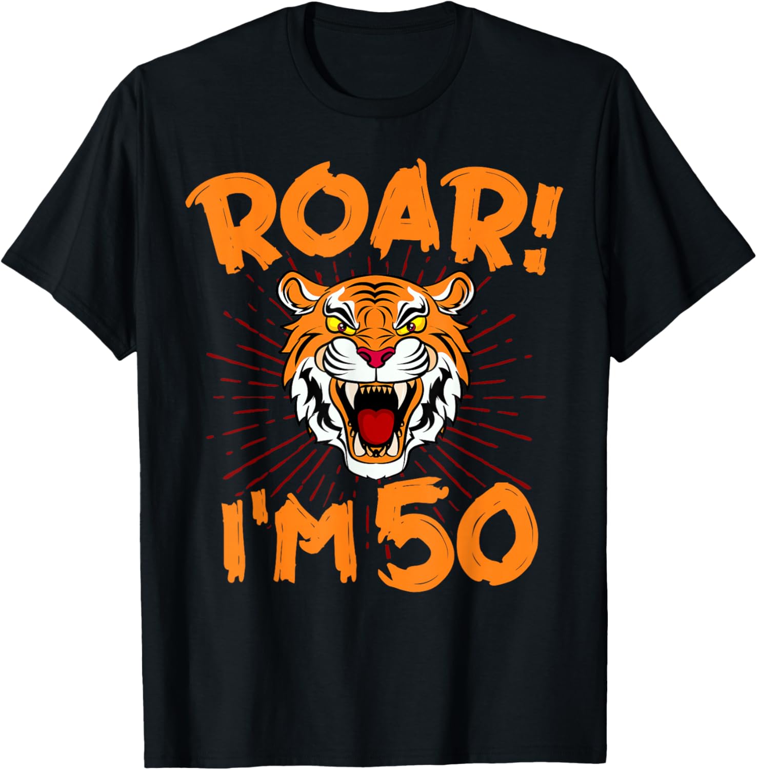 Tiger 50th Birthday Party Zoo Jungle Zookeeper Animal Lover T-Shirt - T-Shirt | Black