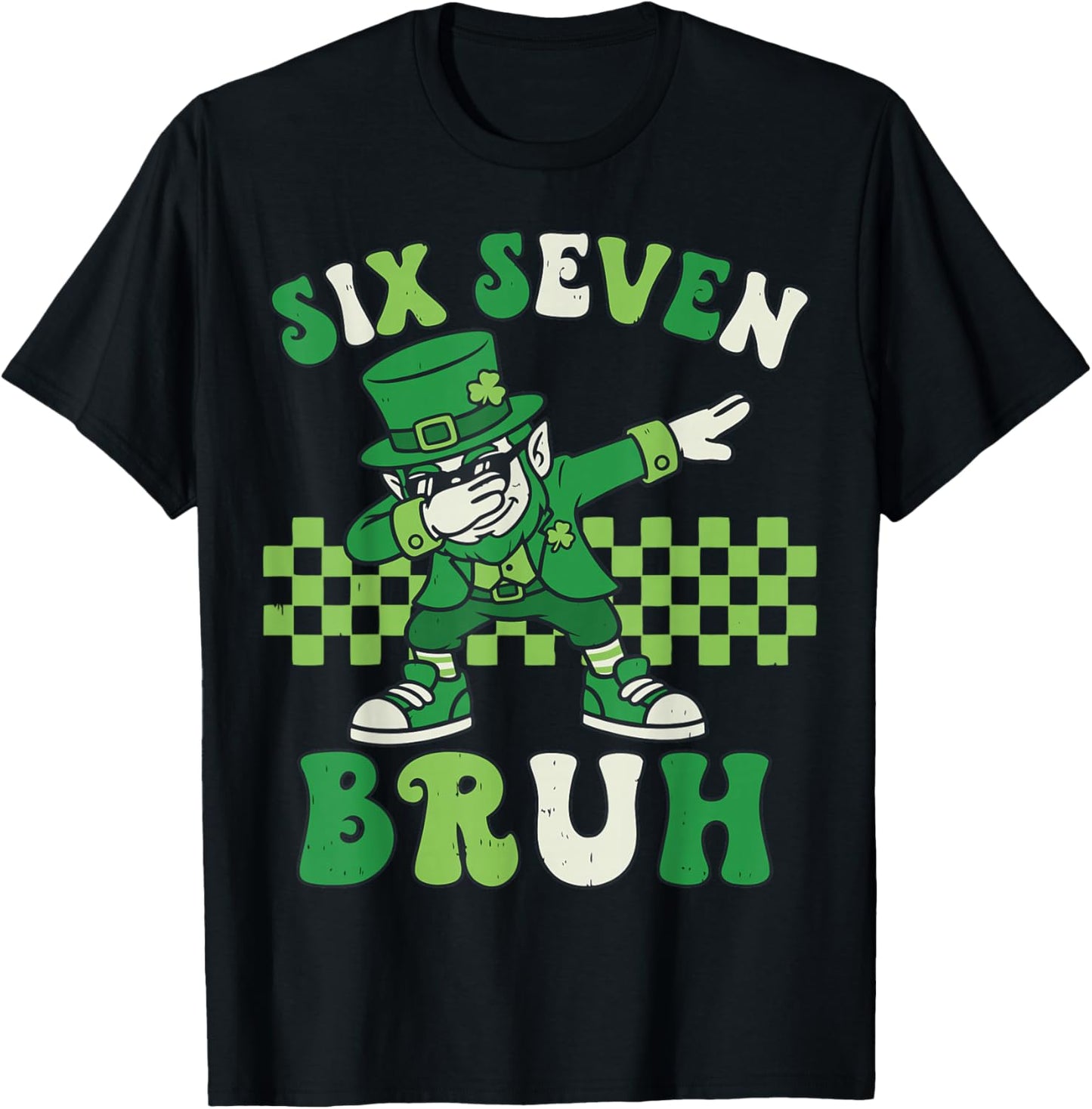 Kids Meme Six Seven Bruh Leprechaun St Patricks Day 67 T-Shirt - T-Shirt | Black