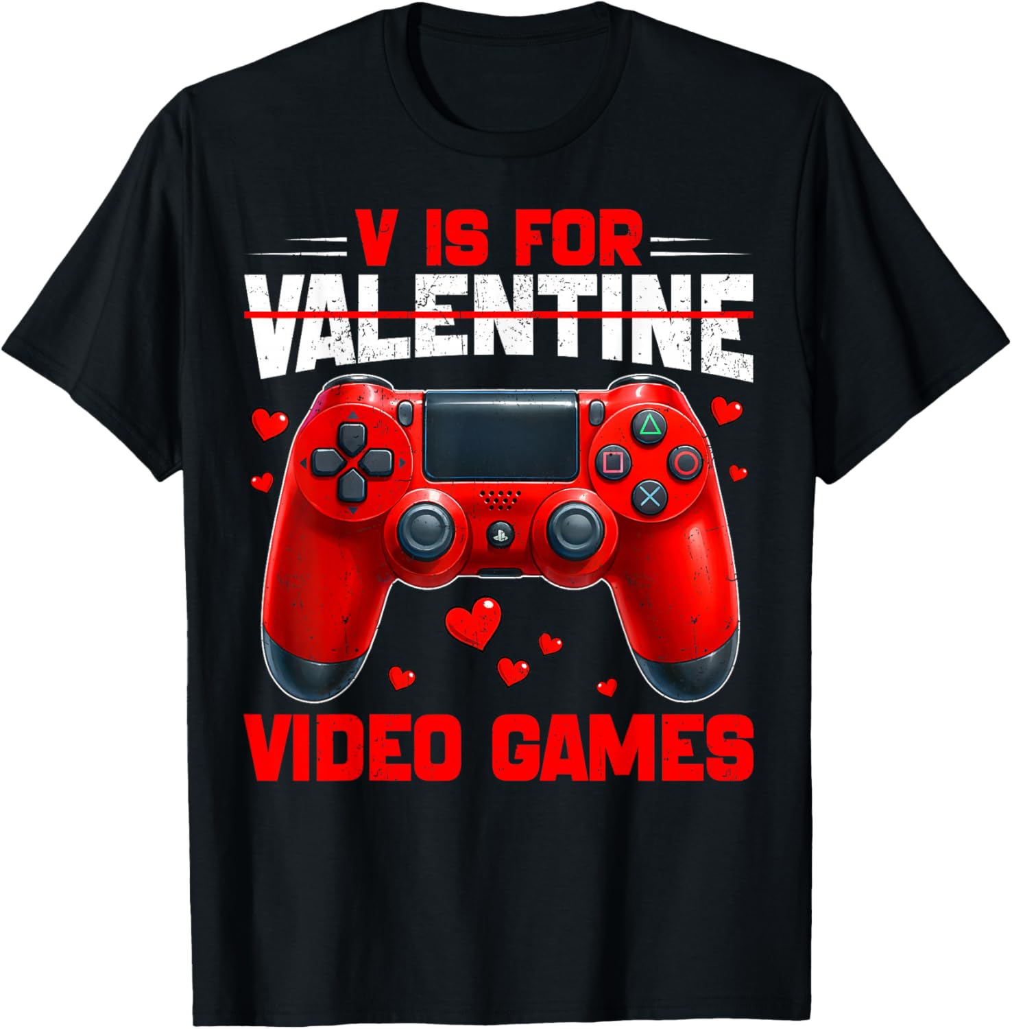 V is for Valentine Video Game Heart Outfits Men Boy Kids T-Shirt - T-Shirt | Black