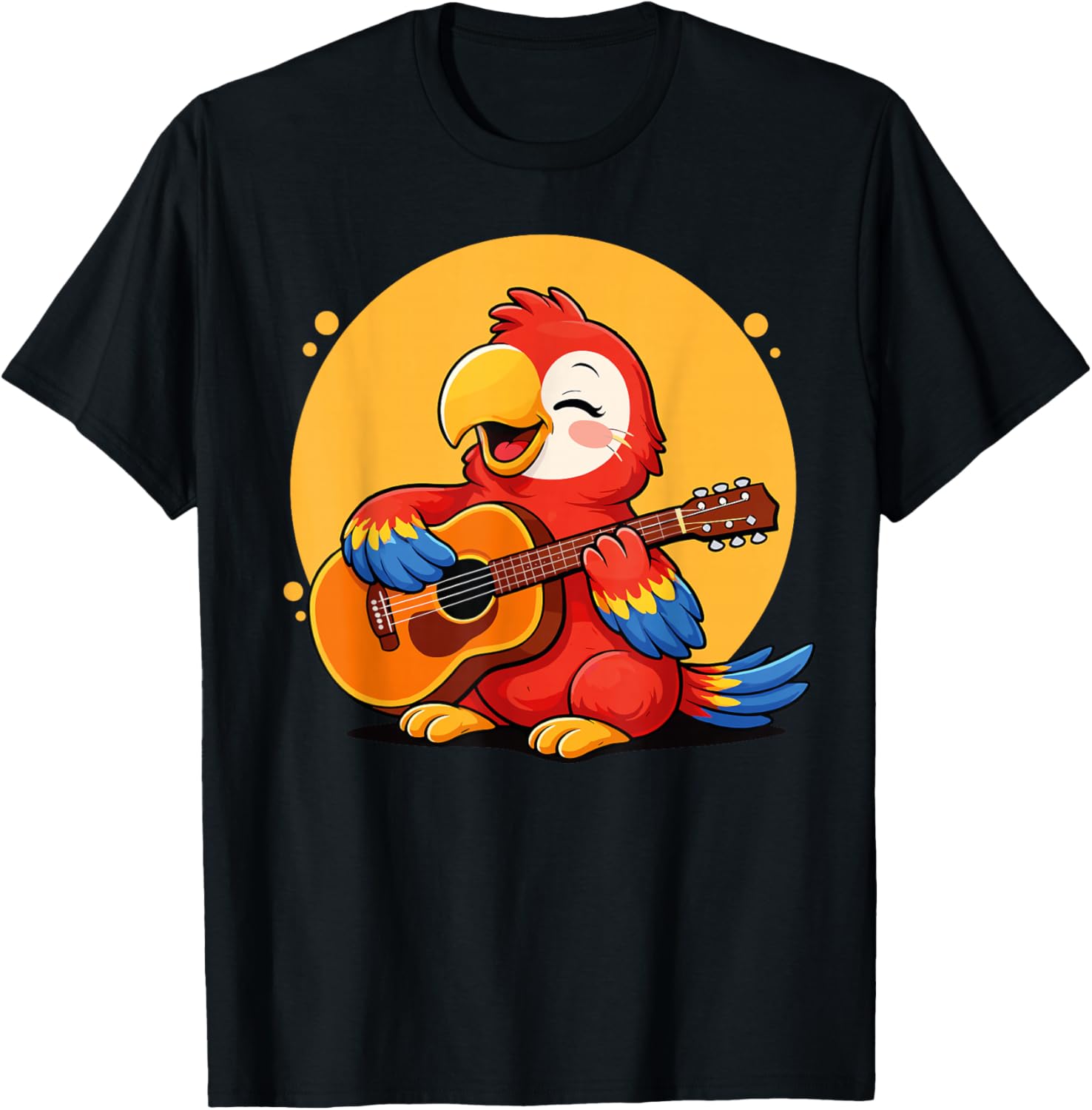 Parrot Playing Guitar Graphic Parrot Boys Girls Guitar Lover T-Shirt - T-Shirt | Black