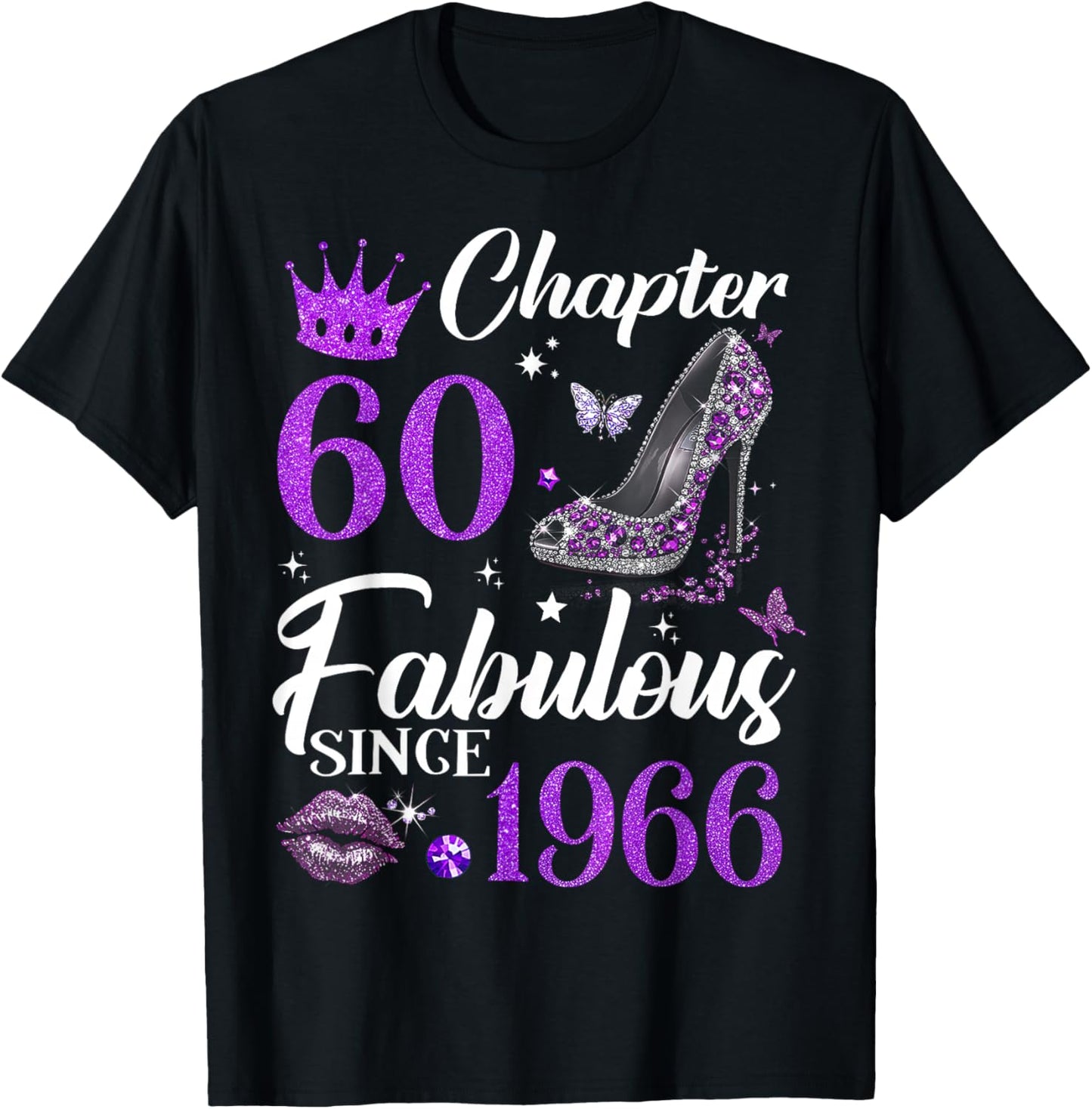 Chapter 60 Fabulous Since 1966 60th Birthday Ladies Girls T-Shirt - T-Shirt | Black
