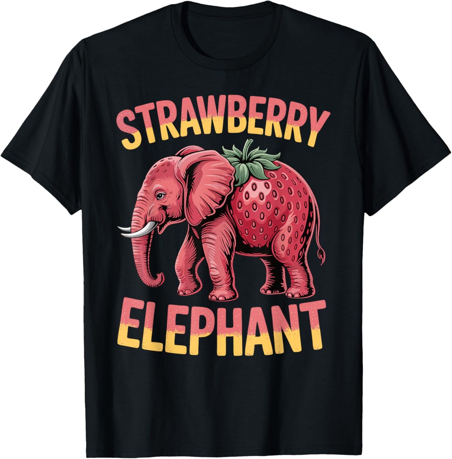 Strawberry Elephant Cute Meme Kids Italian Brainrot Girl Boy T-Shirt - T-Shirt | Black