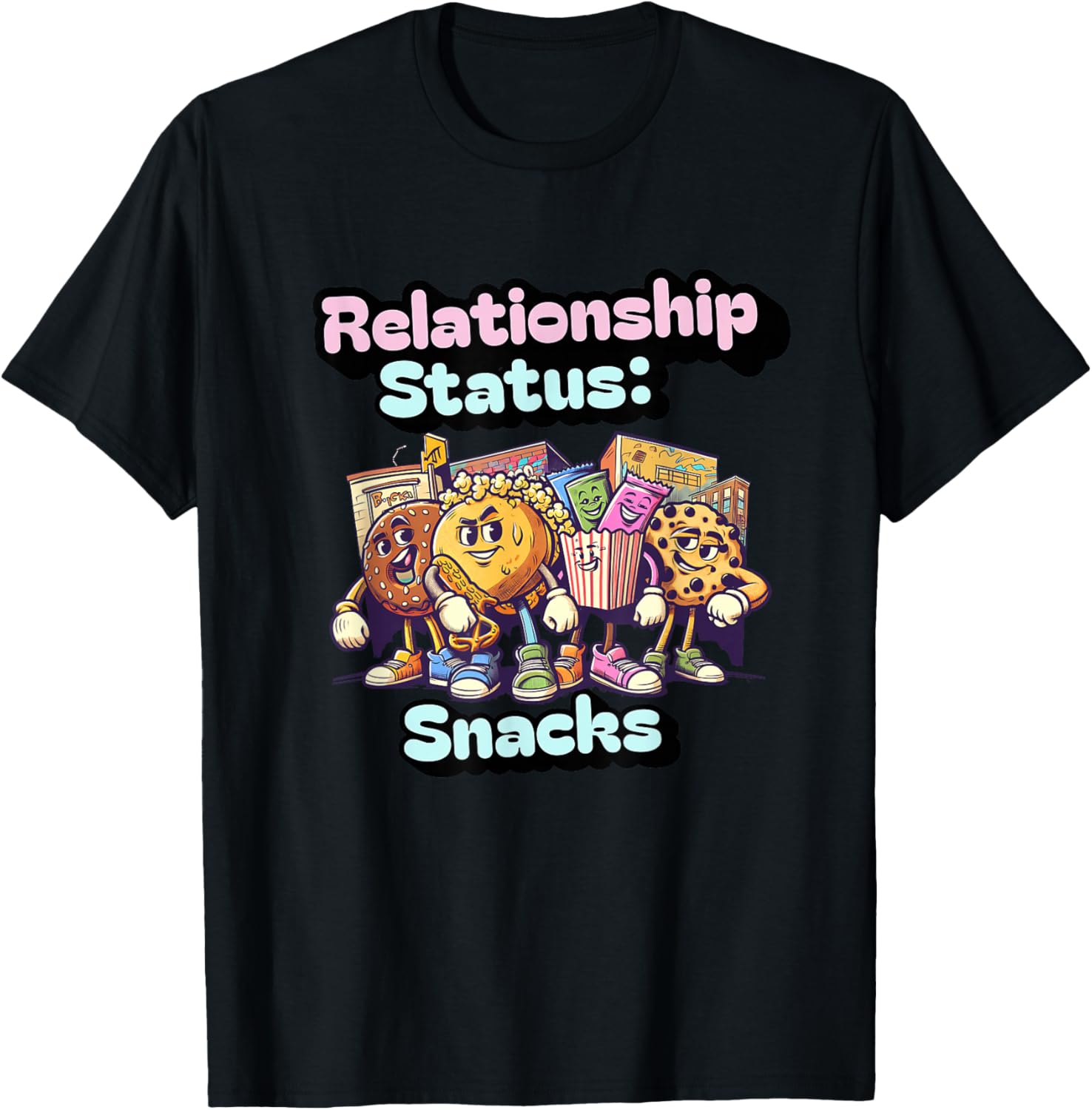 Relationship Status: Snacks – Funny Food Lover Graphic T-Shirt - T-Shirt | Black
