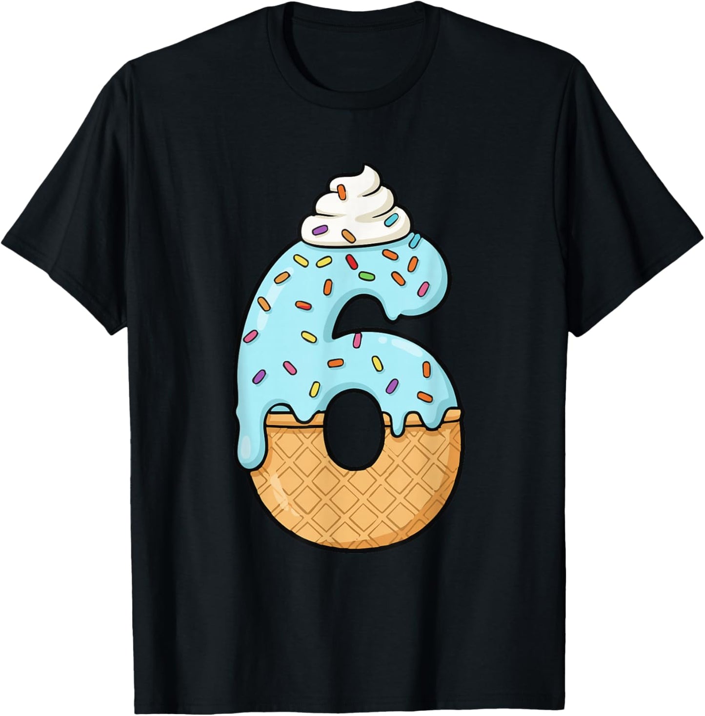 #6 Jersey Uniform Drip Teen Slang, Funny Ice Cream, 6th T-Shirt - T-Shirt | Black