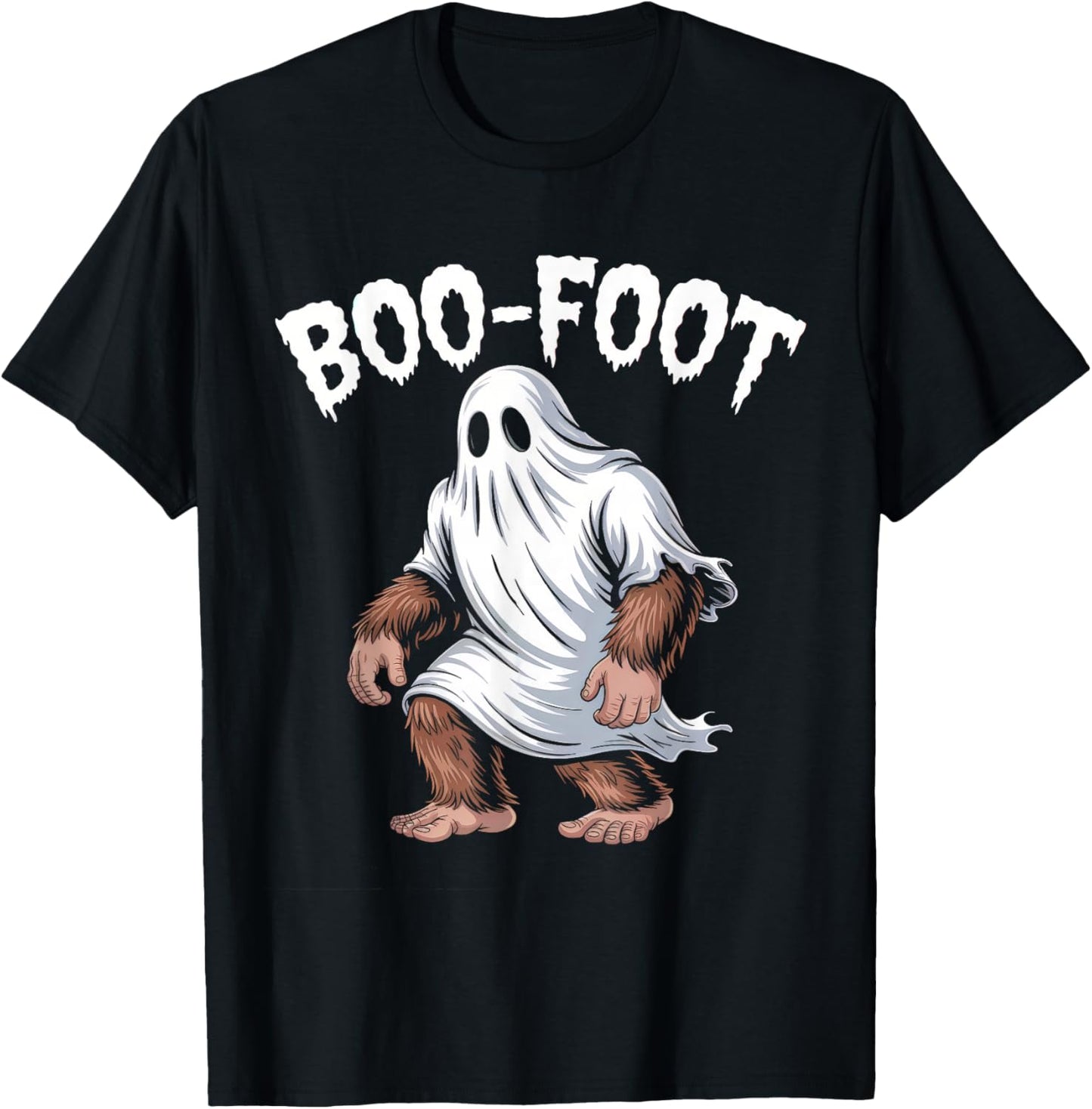 Boo Foot Funny Bigfoot Ghost Halloween Pun T-Shirt - T-Shirt | Black