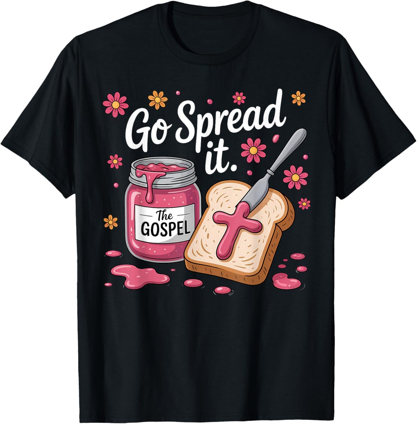 The Gospel Go Spread It Christian Floral T-Shirt - T-Shirt | Black