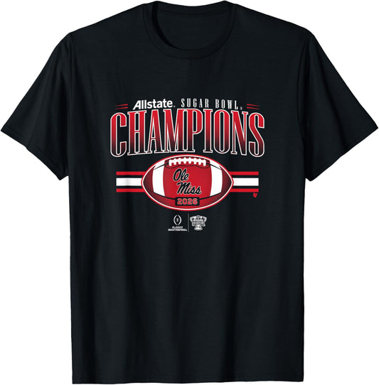 Ole Miss Rebels 2025-26 College Football Playoff Sugar Bowl T-Shirt - T-Shirt | Black
