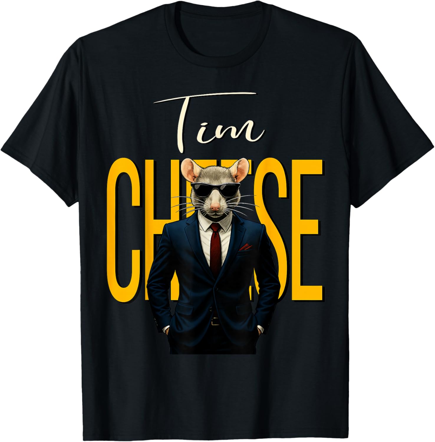 Tim Cheese - Funny Secret Agent Mouse Brainrot Kids Gaming T-Shirt - T-Shirt | Black