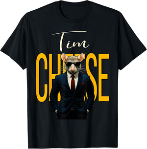 Tim Cheese - Funny Secret Agent Mouse Brainrot Kids Gaming T-Shirt - T-Shirt | Black