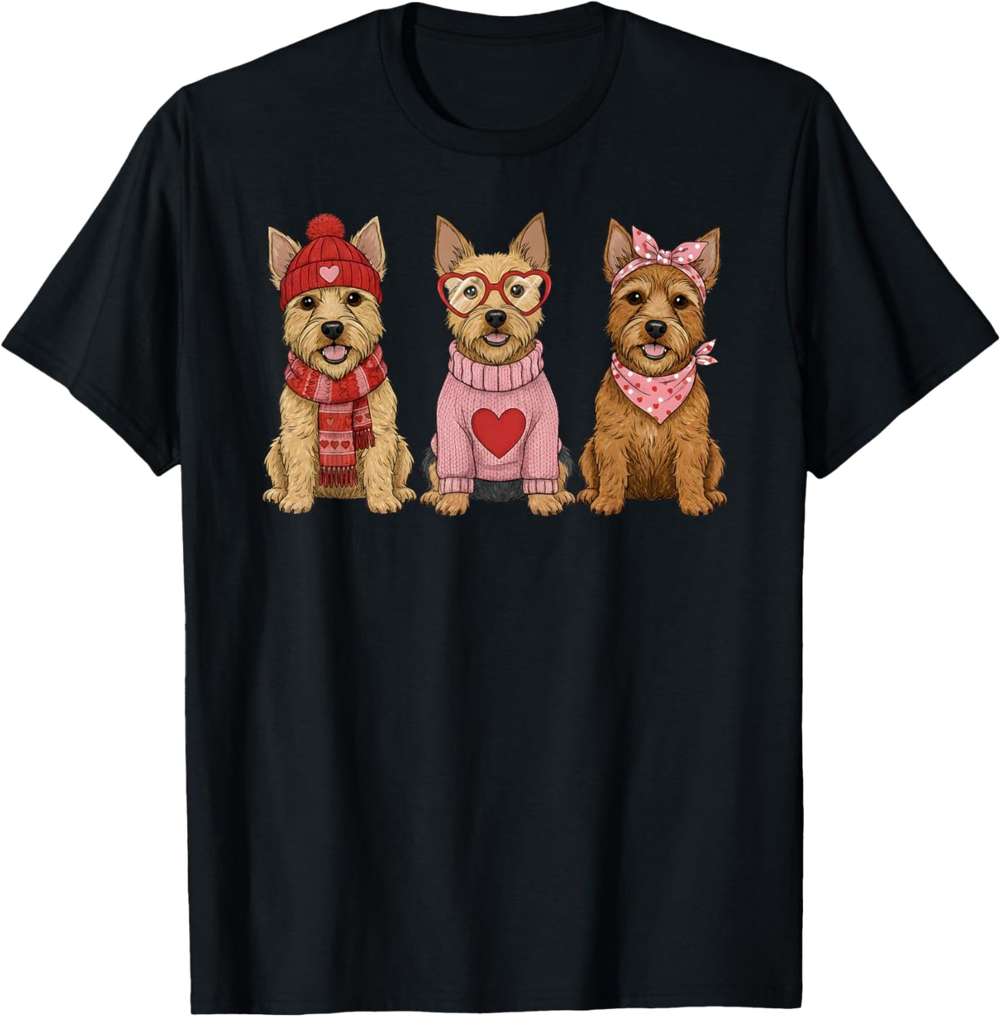 Cute Norwich Terrier Valentine Dog T-Shirt - T-Shirt | Black