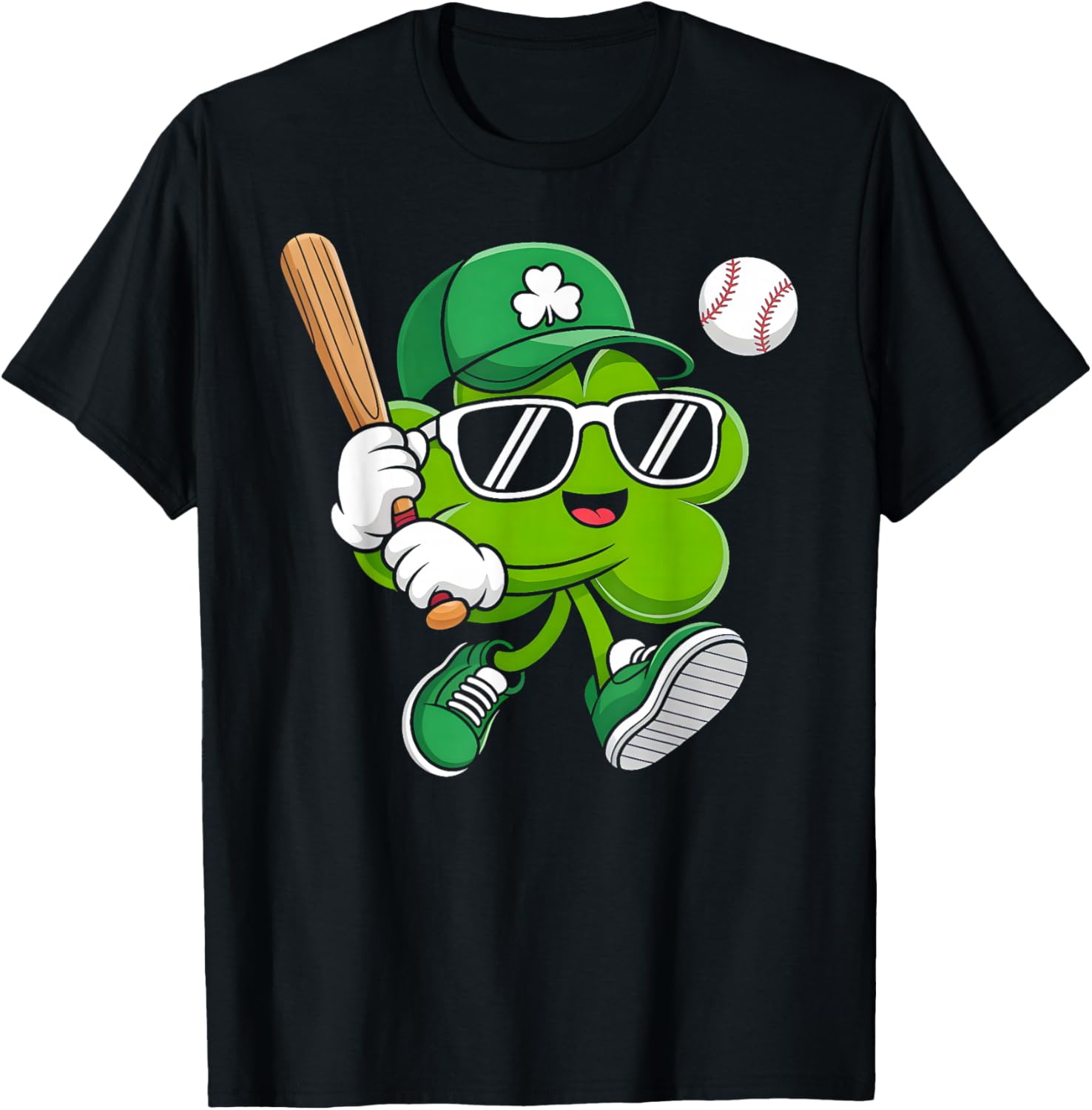 Irish Lucky Shamrock Baseball St Patricks Day Boys Men Kids T-Shirt - T-Shirt | Black