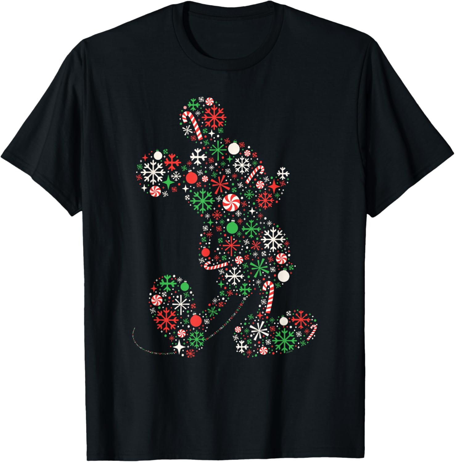 Disney Mickey Mouse Christmas Holiday Icon Filled Silhouette T-Shirt - T-Shirt | Black