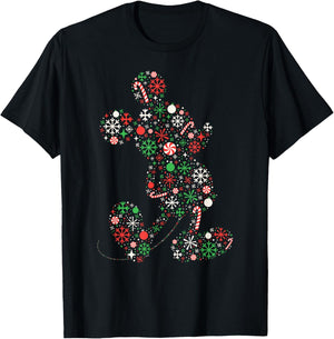 Disney Mickey Mouse Christmas Holiday Icon Filled Silhouette T-Shirt - T-Shirt | Black
