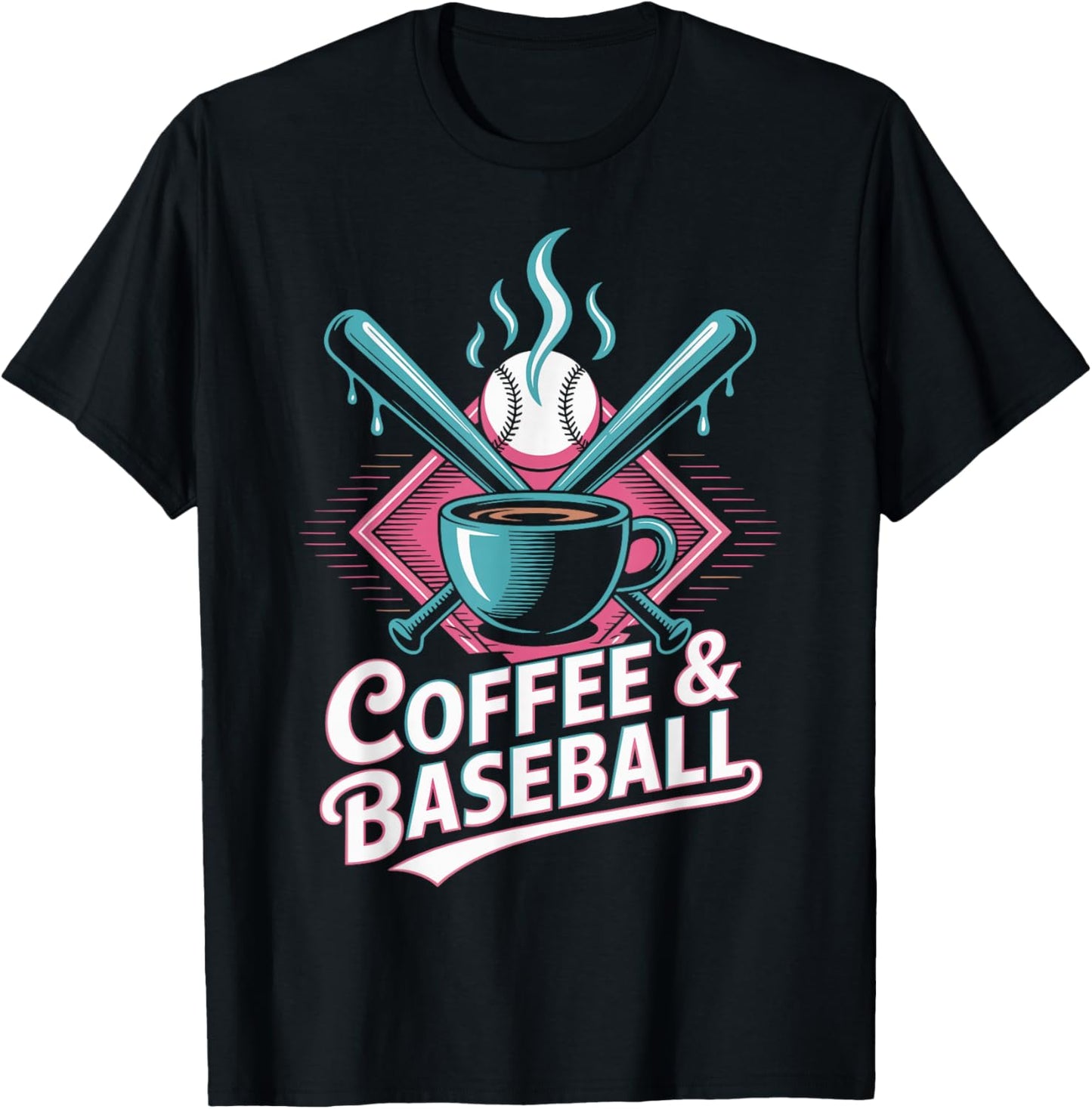Coffee and Baseball Funny Baseball Player T-Shirt - T-Shirt | Black