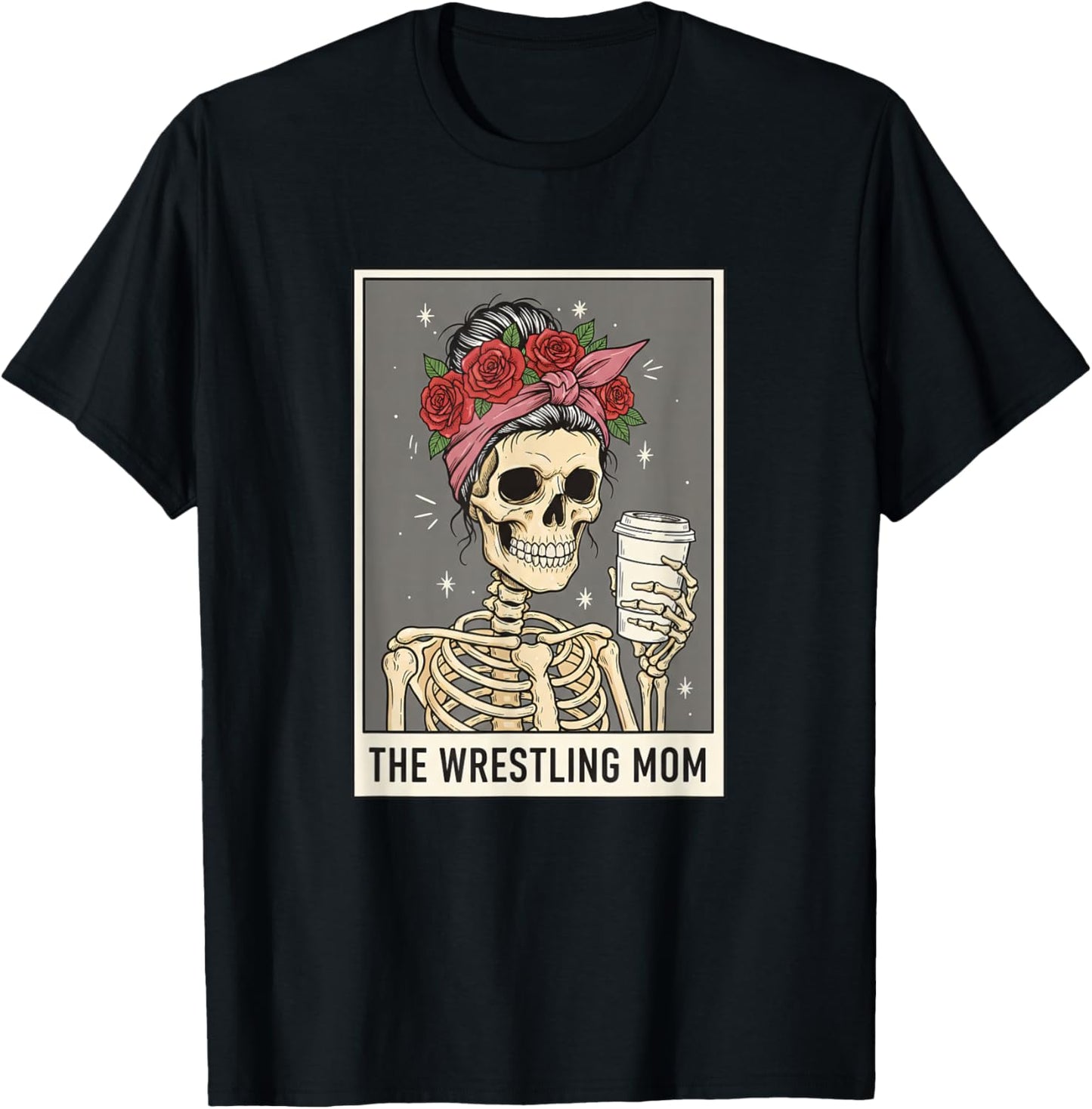 The Wrestling Mom Vintage Skeleton Mama T-Shirt - T-Shirt | Black