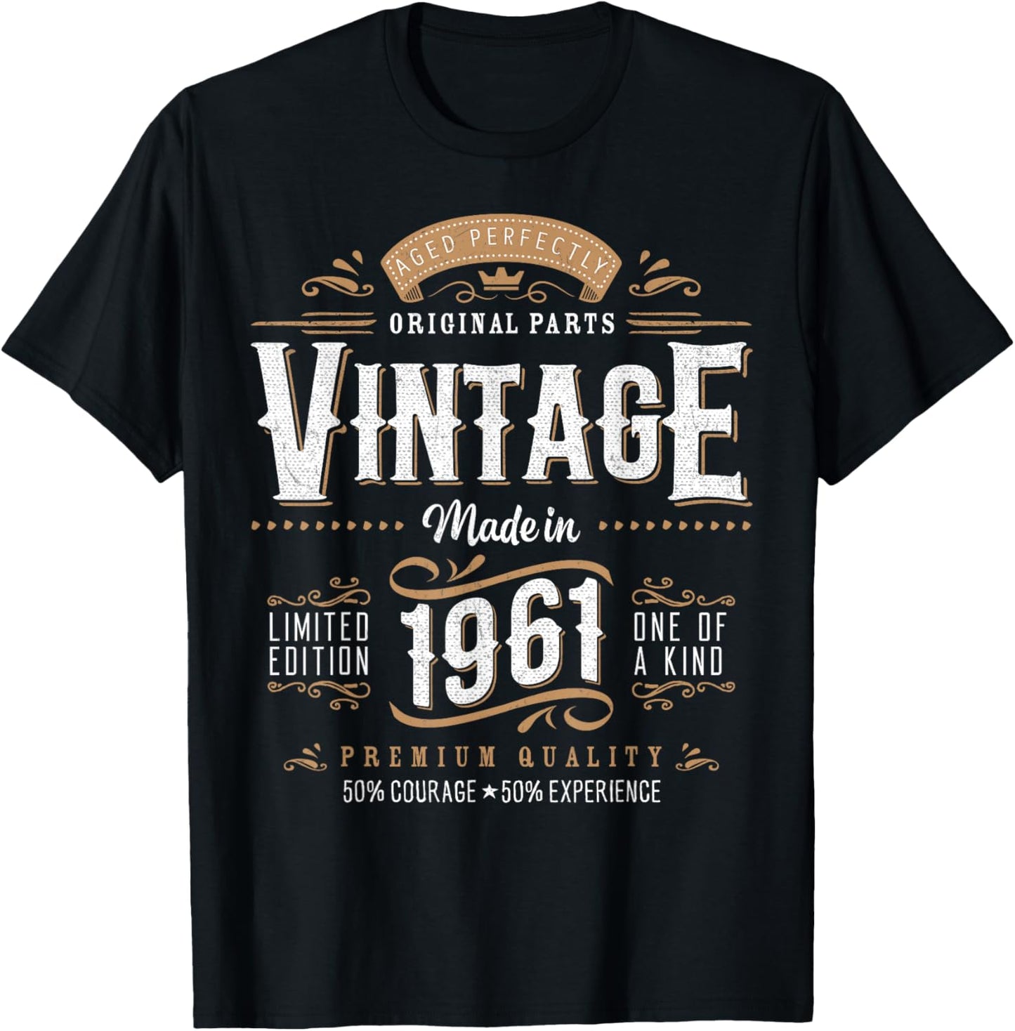 Vintage 1961 Label 65th Birthday Gift Men Women 65 Year Old T-Shirt - T-Shirt | Black