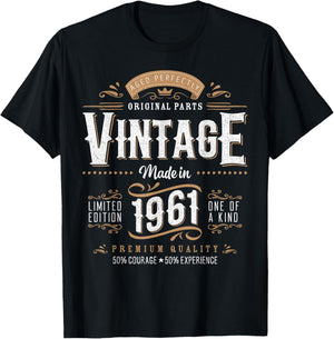 Vintage 1961 Label 65th Birthday Gift Men Women 65 Year Old T-Shirt - T-Shirt | Black