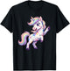 Cute Rainbow Unicorn Pastel Hearts Fantasy T-Shirt - T-Shirt | Black