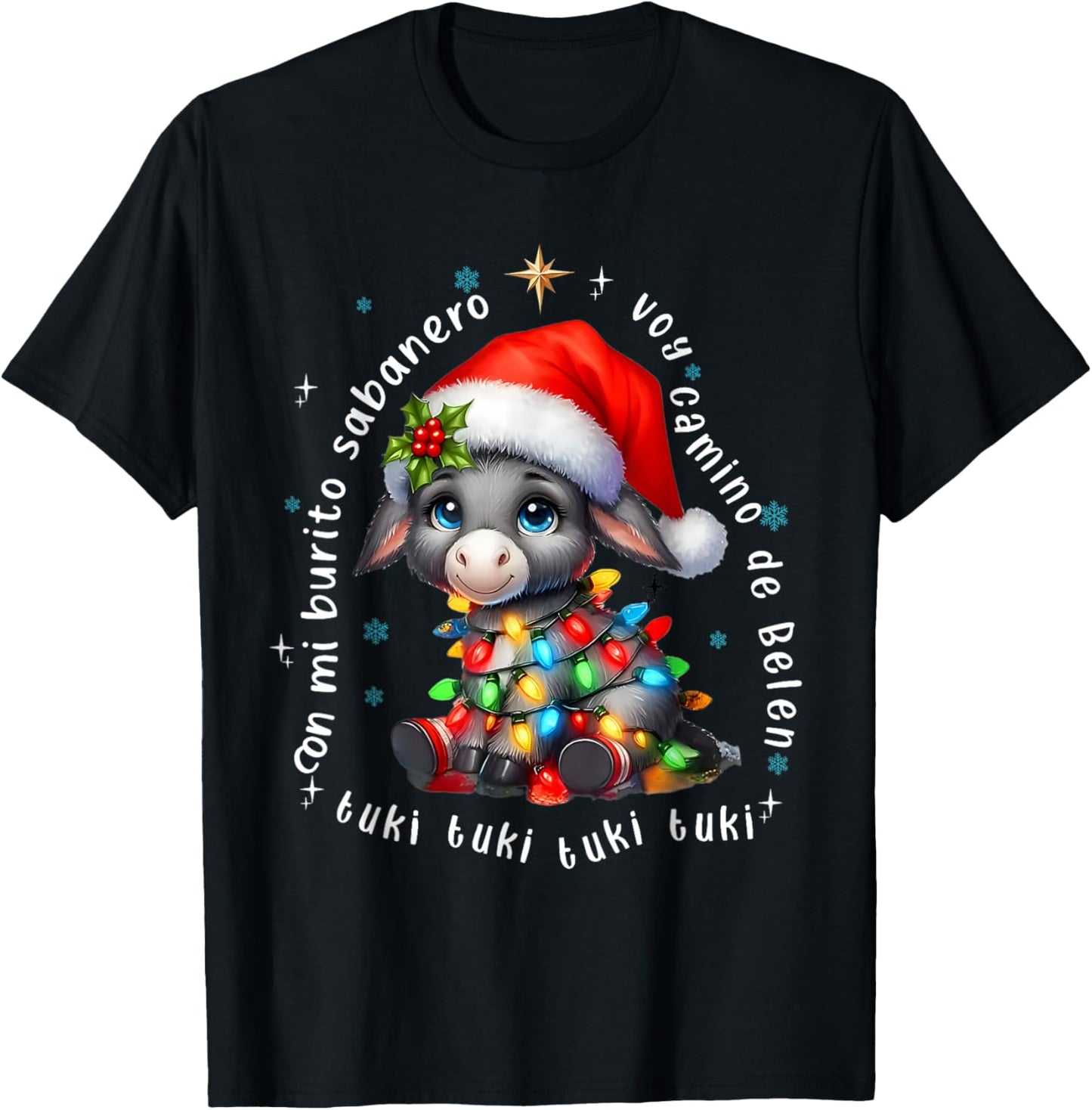 Mi Burrito Sabanero Mexican Tuki Tuki Donkey Latino Xmas T-Shirt - T-Shirt | Black