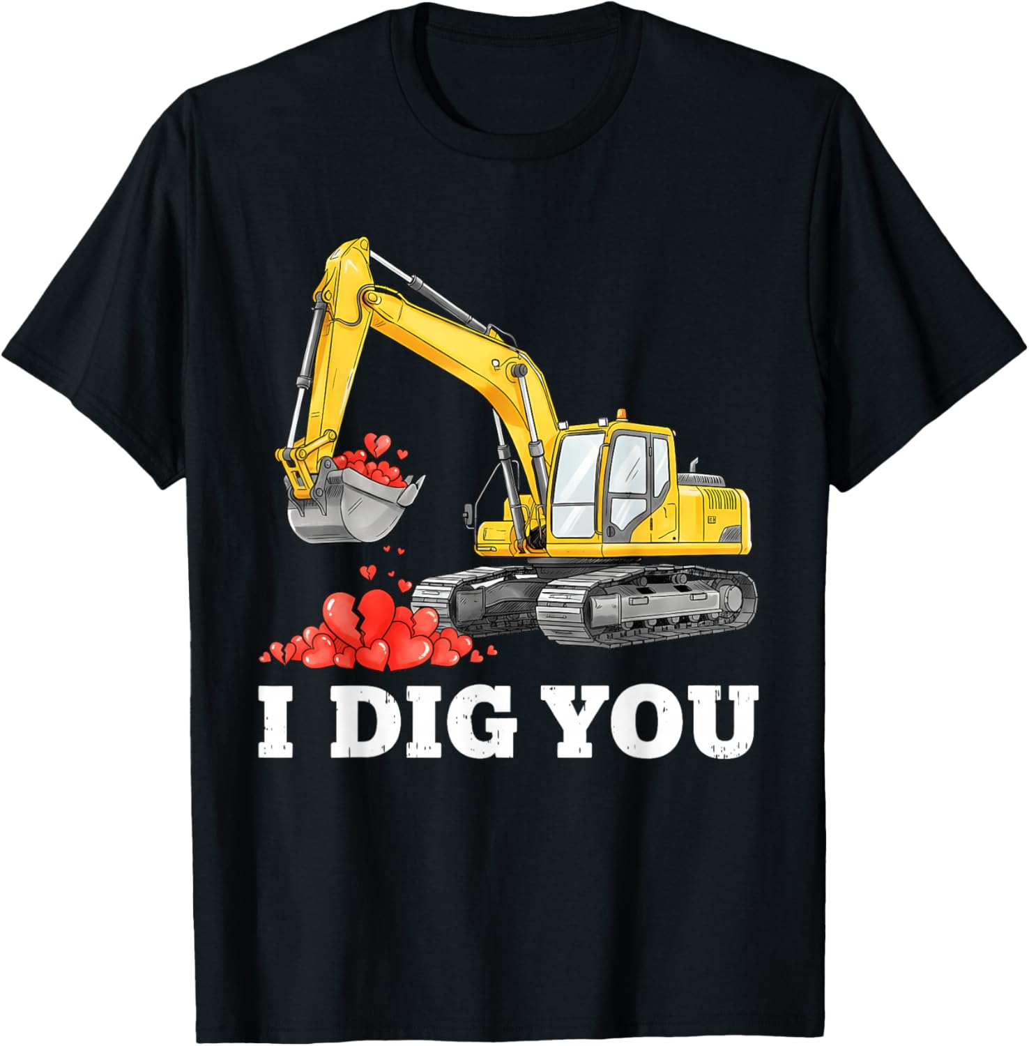 Construction Hearts Valentines Day for Teens Boys Girls Kids T-Shirt - T-Shirt | Black