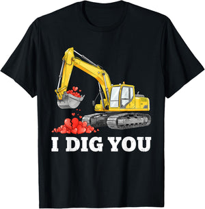 Construction Hearts Valentines Day for Teens Boys Girls Kids T-Shirt - T-Shirt | Black