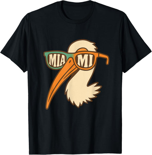 Hilarious American White Ibis Sunglasses Miami Apparel T-Shirt - T-Shirt | Black