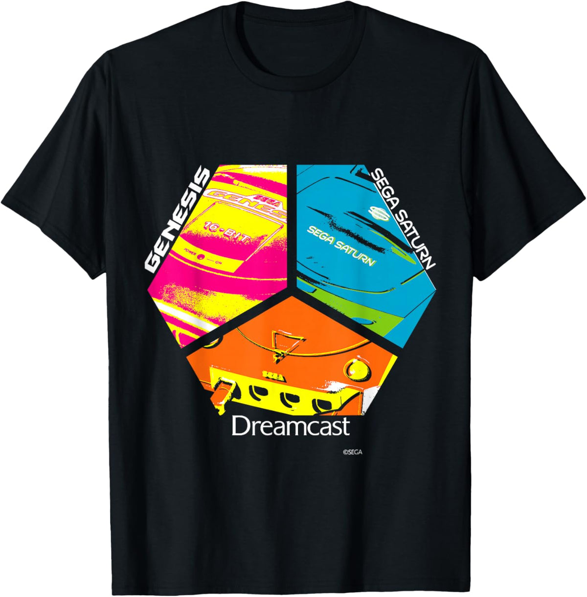SEGA Dreamcast Genesis Saturn Mixed Console T-Shirt - T-Shirt | Black