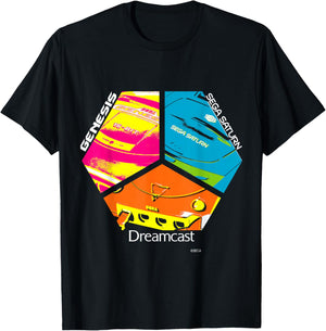 SEGA Dreamcast Genesis Saturn Mixed Console T-Shirt - T-Shirt | Black
