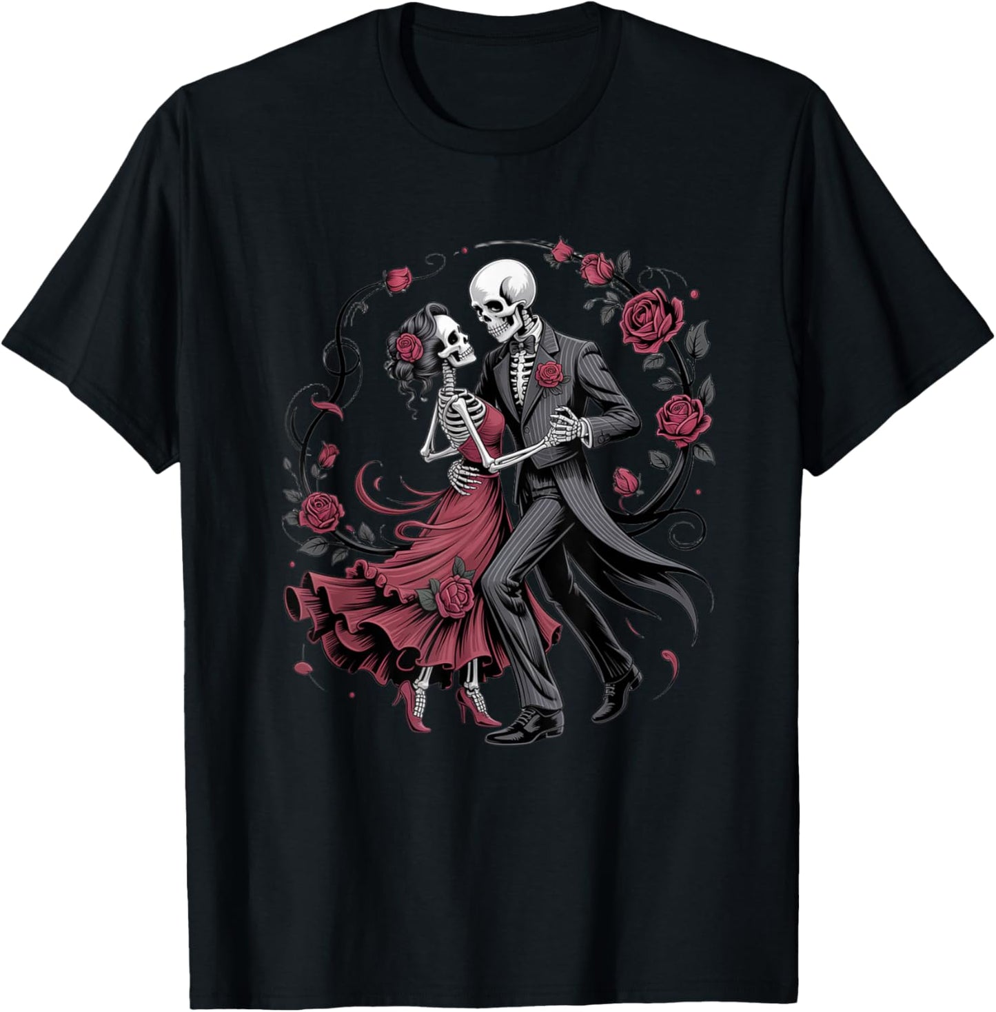 Skeleton Tango Halloween Costume Spooky Dancers Dancing Love T-Shirt - T-Shirt | Black