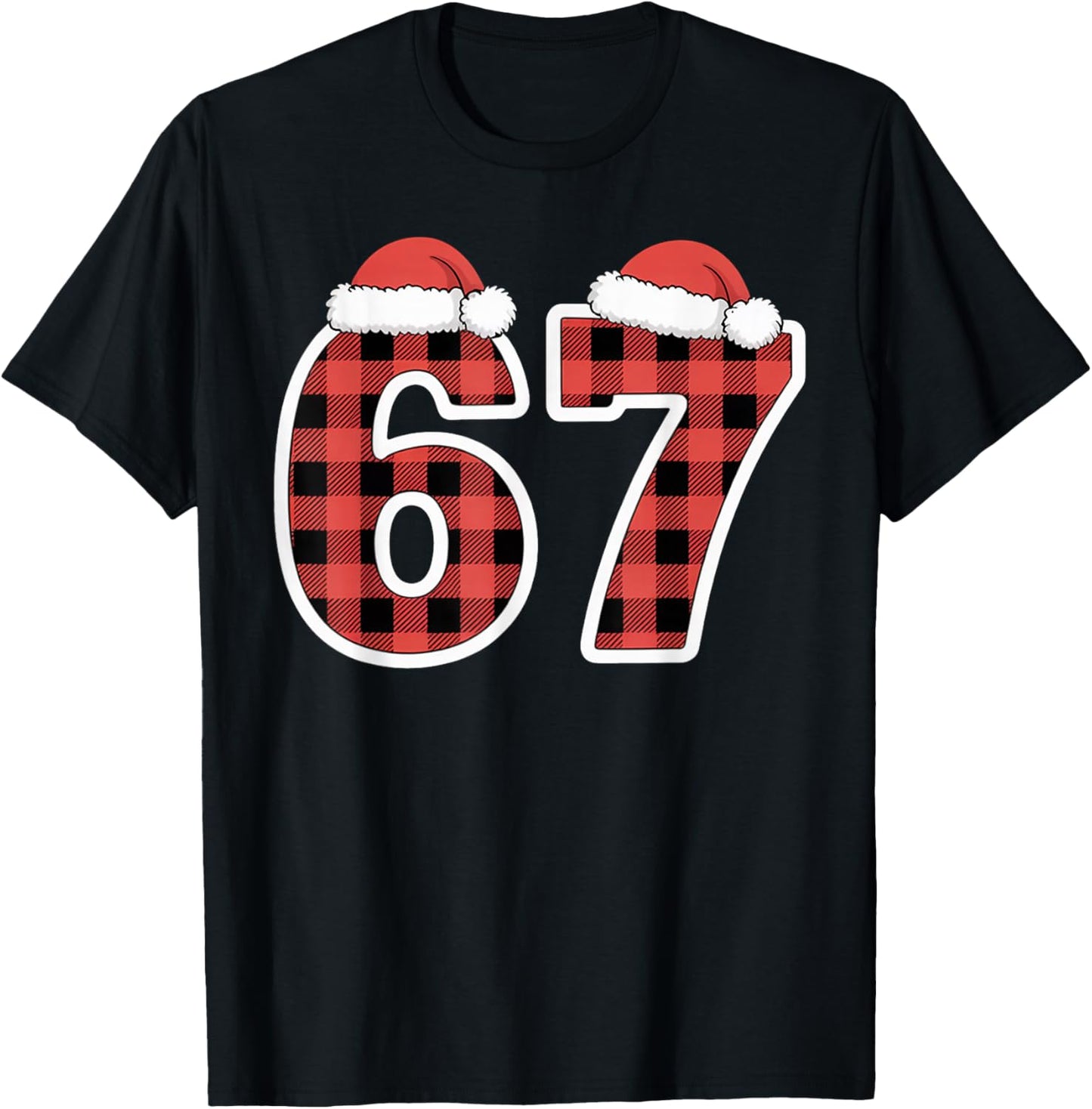 Classic 67 Christmas Meme – Red & Black Plaid 67 T-Shirt - T-Shirt | Black
