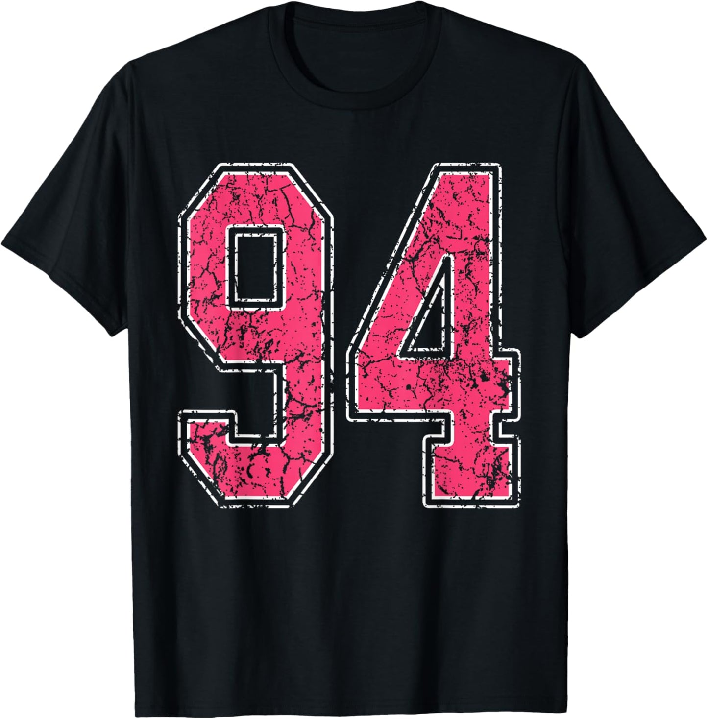 Grunge Pink and White Number 94 Jersey Player Uniform #94 T-Shirt - T-Shirt | Black