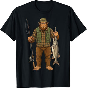 Paddlefish Bigfoot Fisher Fishing Fish T-Shirt - T-Shirt | Black