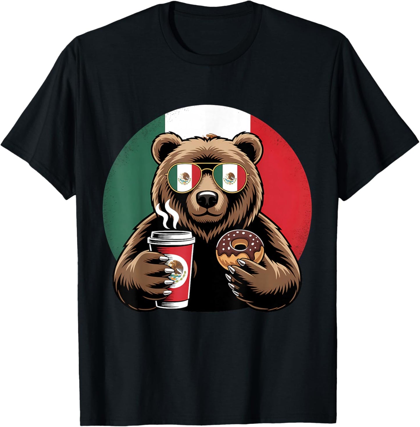 Mexico Flag Bear Mexican Pride Mexican Roots Mexican Flag T-Shirt - T-Shirt | Black