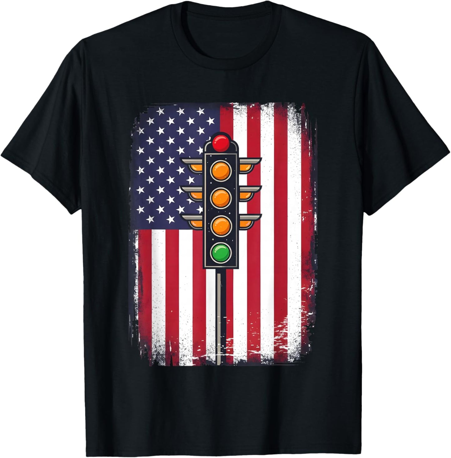 Drag Racing Retro Vintage American Flag Funny Drag Race Men T-Shirt - T-Shirt | Black