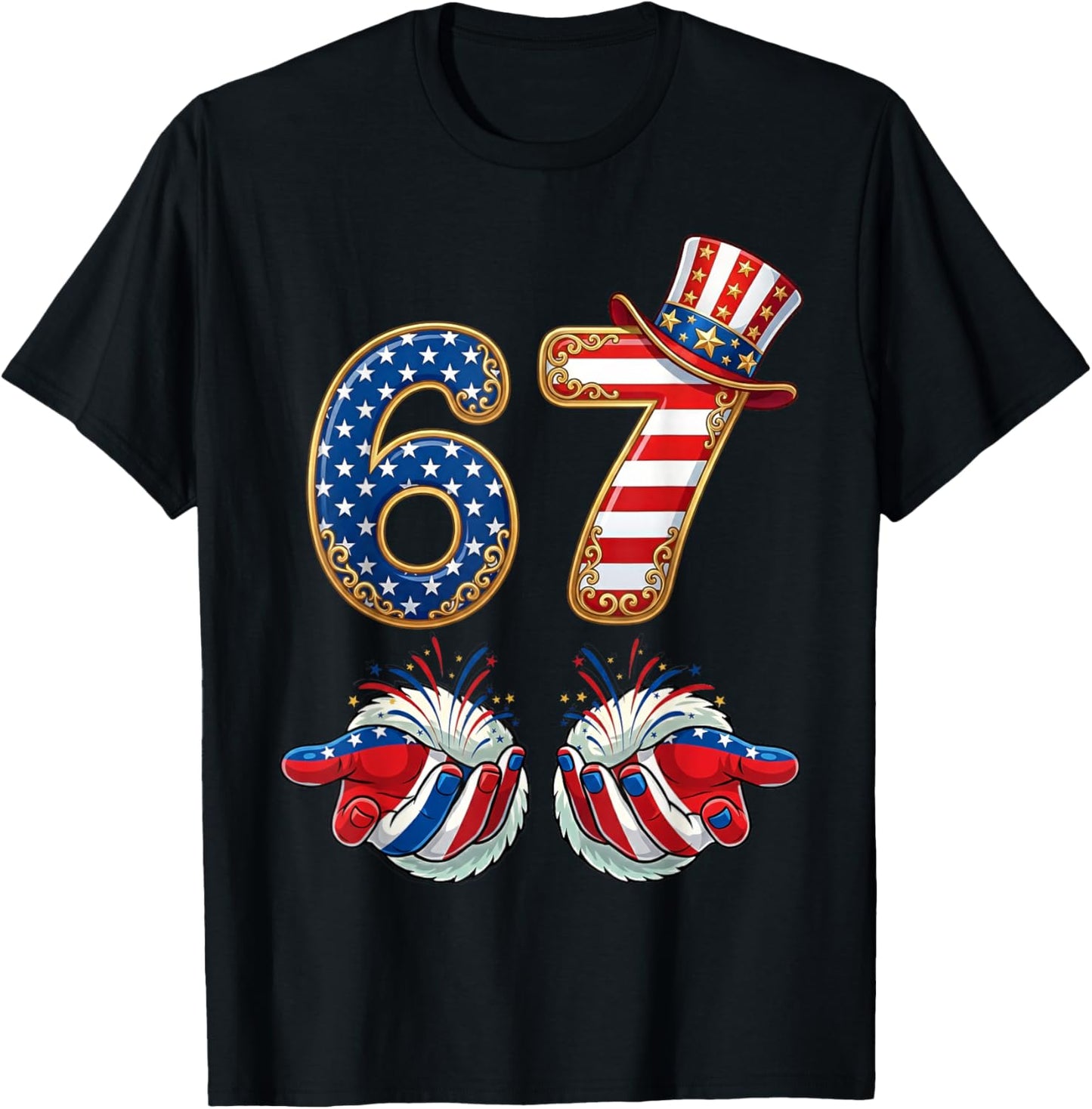 American 4th of July 67 USA Flag Women Boys Kids Girl Men T-Shirt - T-Shirt | Black