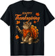 Cute Cat Turkey Happy Thanksgiving Fall Meow Cat Lover T-Shirt - T-Shirt | Black