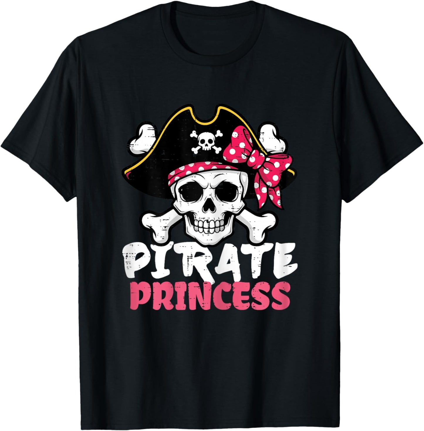 Pirate Princess Hat Coquette Bow Cute Girls Kids Toddlers T-Shirt - T-Shirt | Black