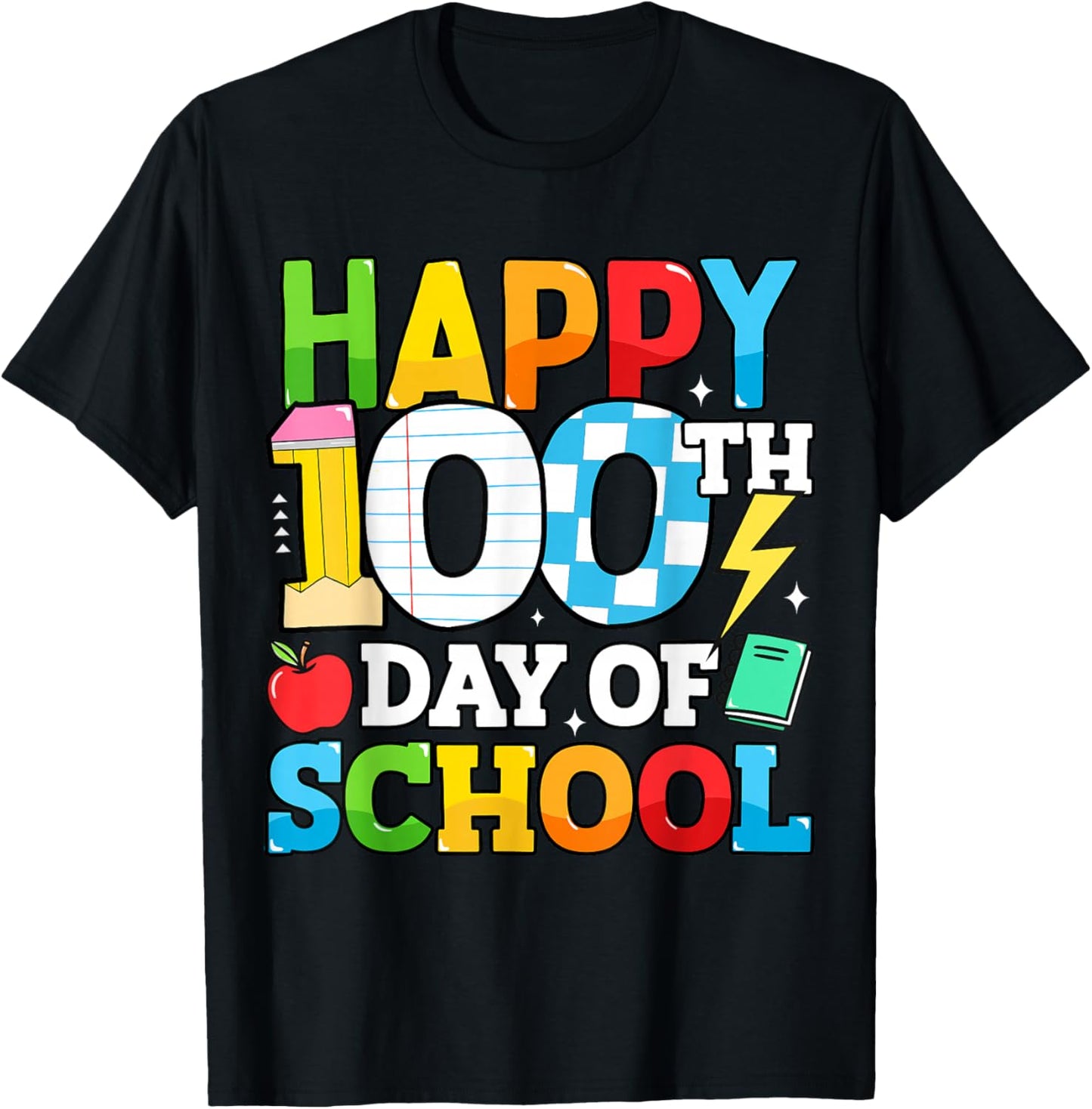 Happy 100 Days of School Teacher 100th Day of School Kids T-Shirt - T-Shirt | Black
