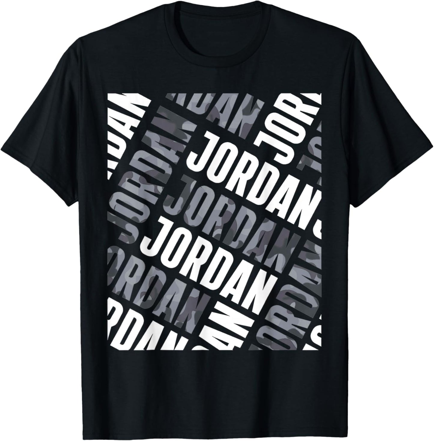 Diagonal Jordan Pattern Jordan Grey Camo Pattern Men Women T-Shirt - T-Shirt | Black