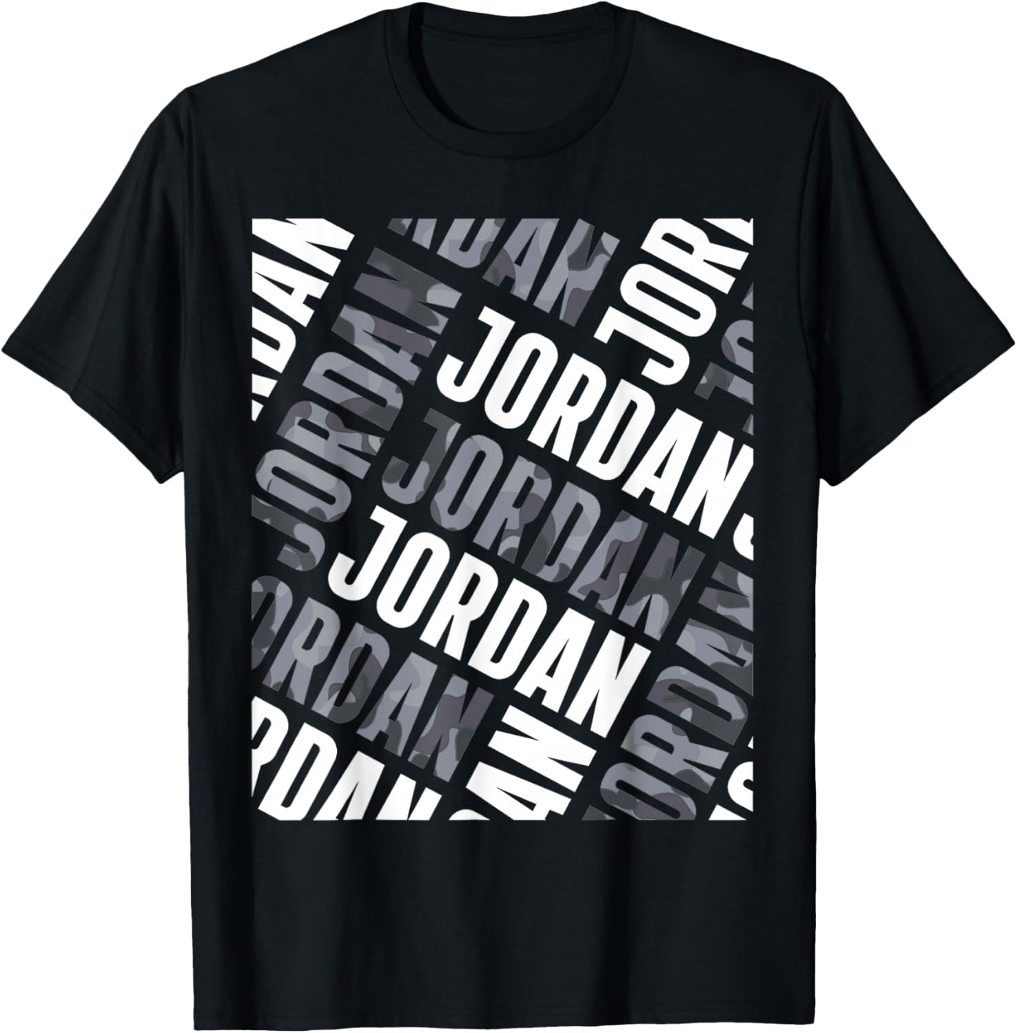 Diagonal Jordan Pattern Jordan Grey Camo Pattern Men Women T-Shirt - T-Shirt | Black