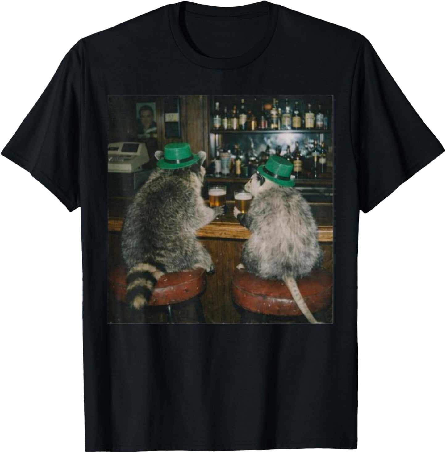 Raccoon Opossum Shenanigans Squad St Patrick’s Day Beer Bar T-Shirt - T-Shirt | Black