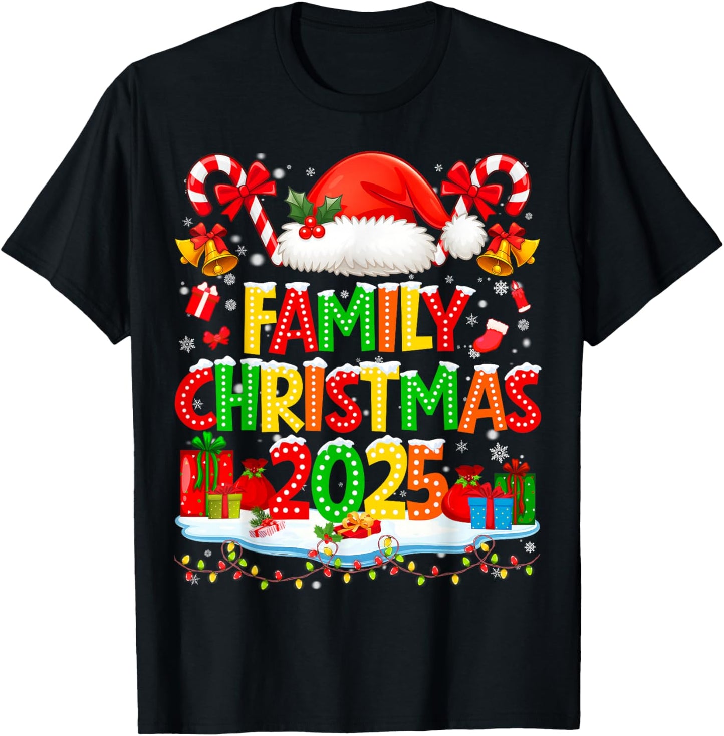Funny Family Matching Christmas 2025 Pajamas PJs Outfit Gift T-Shirt - T-Shirt | Black