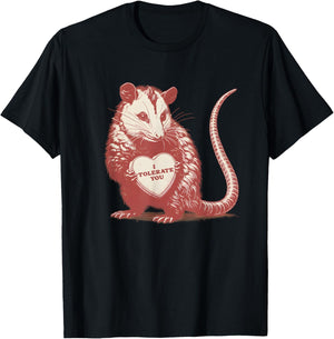 I Tolerate You Opossum Meme Valentine Possum Valentines T-Shirt - T-Shirt | Black