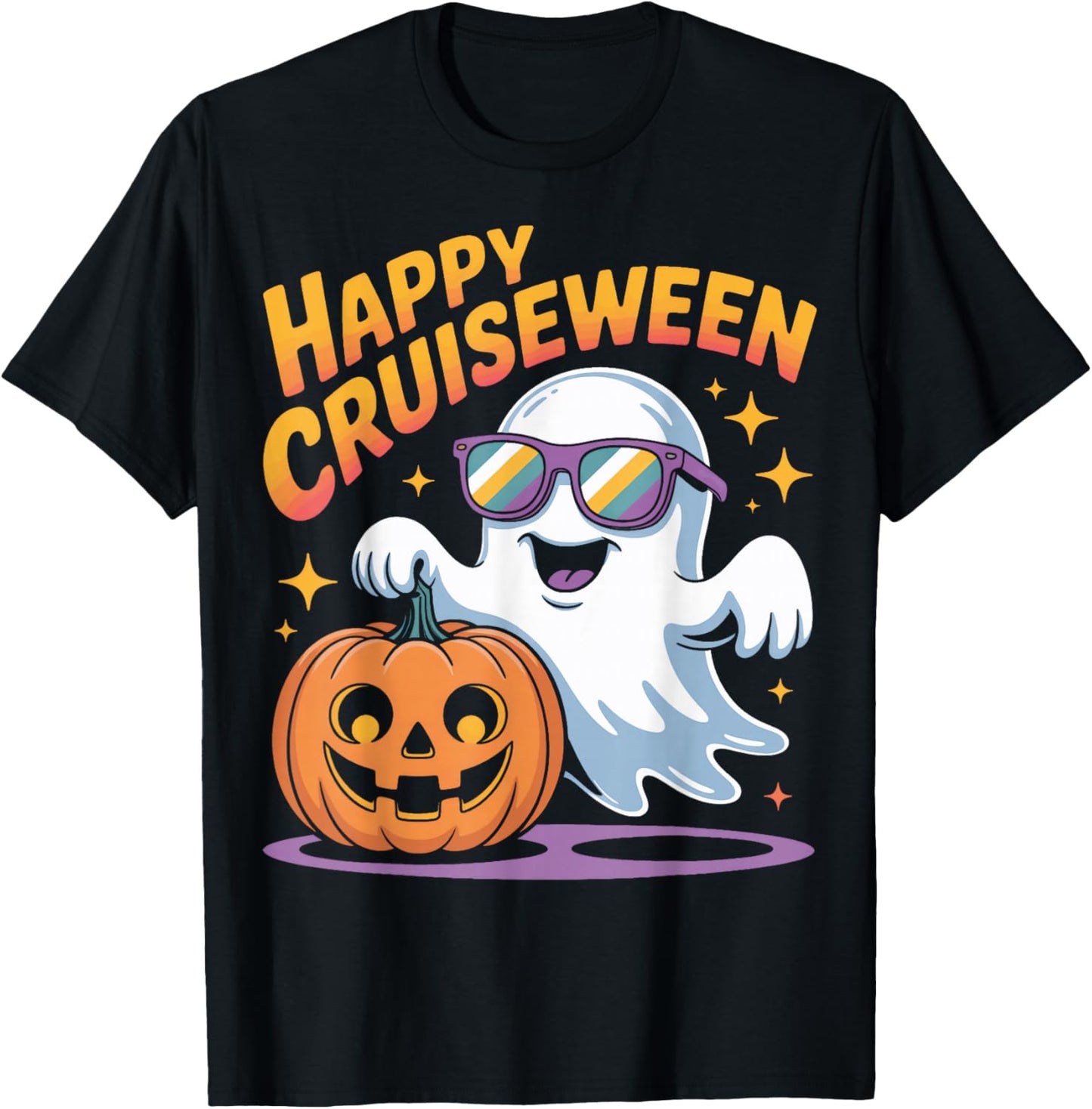 Happy Cruiseween Ghost for Halloween Cruise Party T-Shirt - T-Shirt | Black