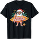 Santa Surfing Hawaiian Beach Christmas in July Tropical Xmas T-Shirt - T-Shirt | Black