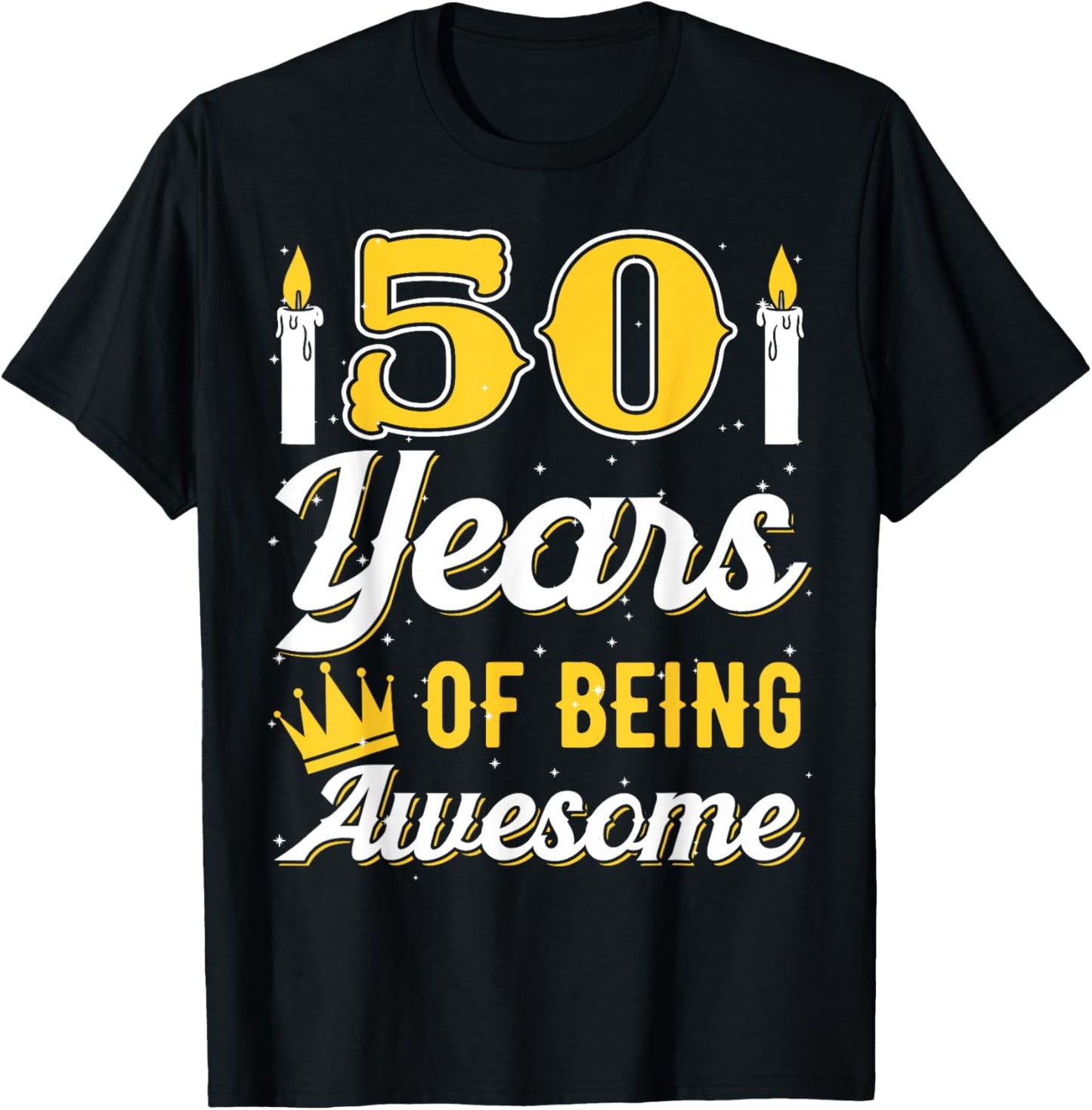 Candle 50 Birthday Party Wishes Candlelight Cake Decoration T-Shirt - T-Shirt | Black