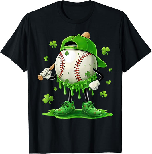 Basketball St Patricks Day Boys Kids Drip Green Shamrock T-Shirt - T-Shirt | Black