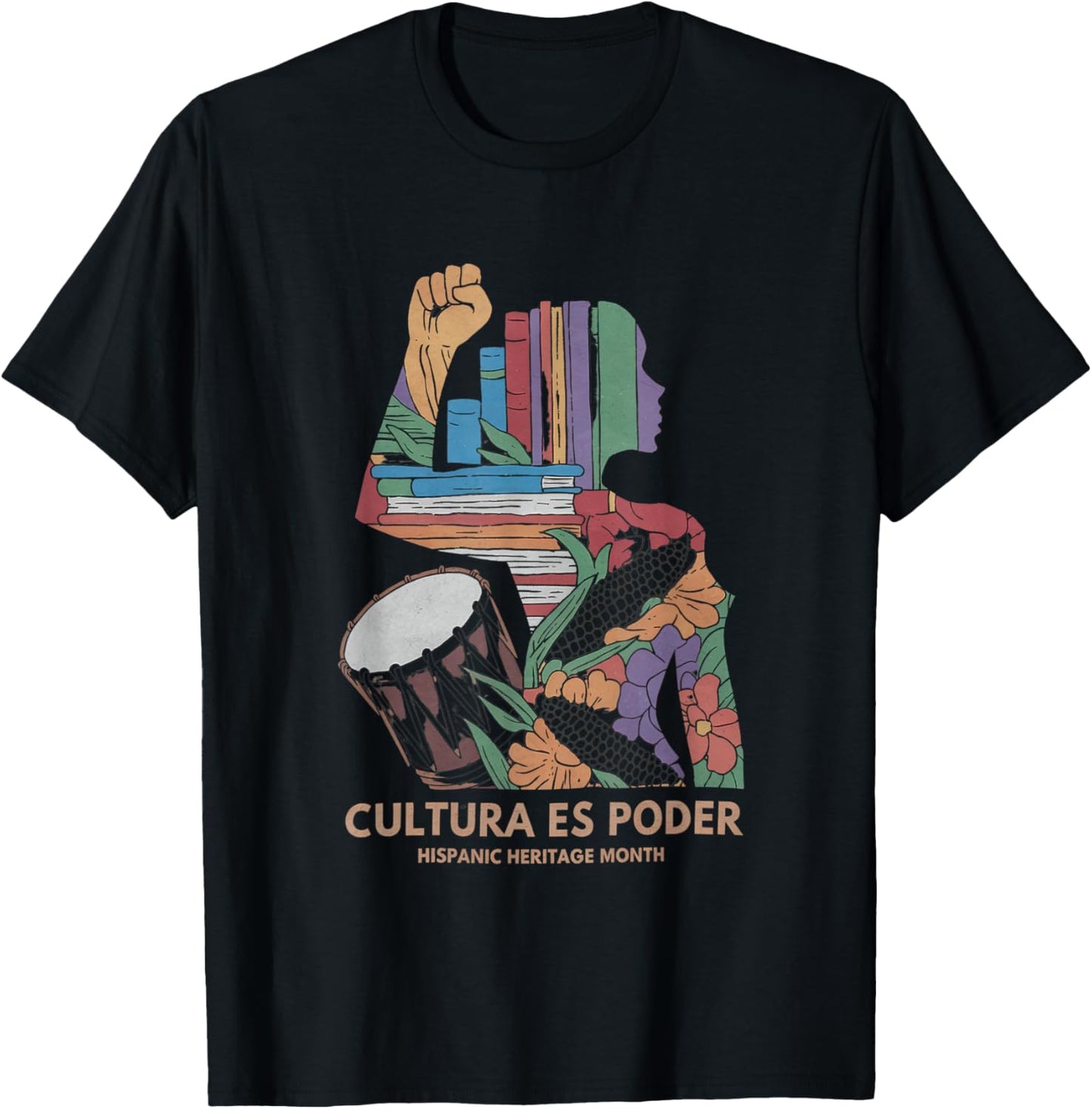 Cultura ES Poder Hispanic Heritage Latina Empowerment T-Shirt - T-Shirt | Black