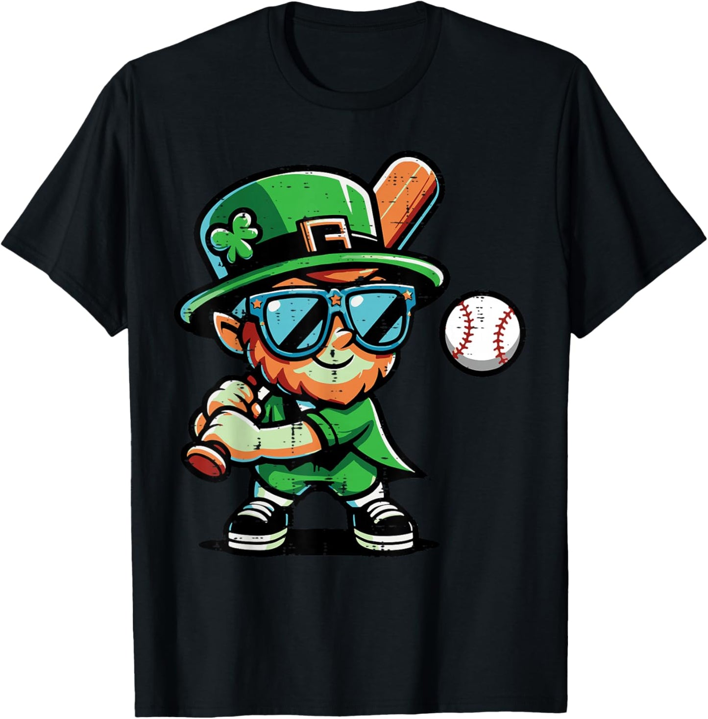 St Patricks Day Leprechaun Baseball Saint Paddys Boys Men T-Shirt - T-Shirt | Black
