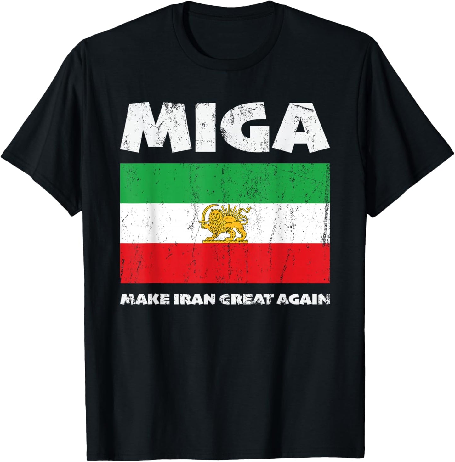 MIGA Make Iran Great Again Iran Flag Lion Men Women Kids T-Shirt - T-Shirt | Black